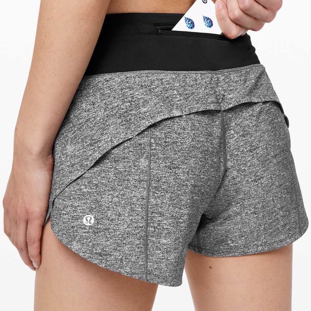 Lululemon Speed Up Short Long *4" Heather Lux Multi Black / Black 4